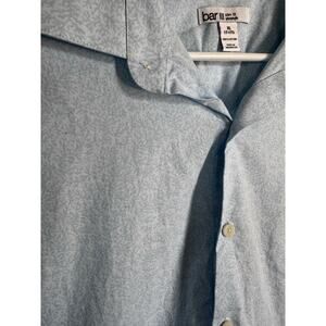 BAR III Dress Shirt Mens XL (17-17 1/2) Slim Fit Blue Tonal Coral Print